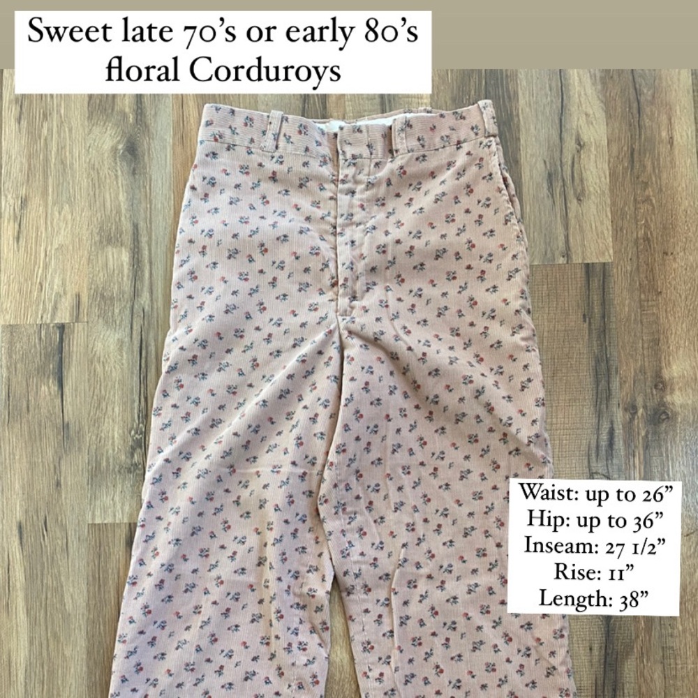 Vintage late 70’s /early 80’s floral corduroy